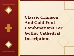 Elegant Crimson and Gold Gothic Cathedral Inscriptions